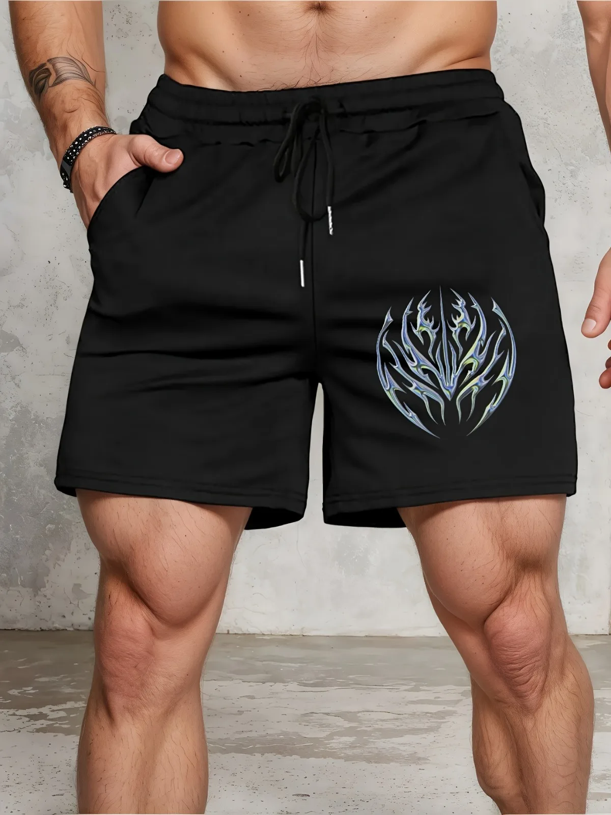 

Мужские шорты для спорта и отдыха с принтом, уличные модные трикотажные спортивные брюки, шорты для мужчин