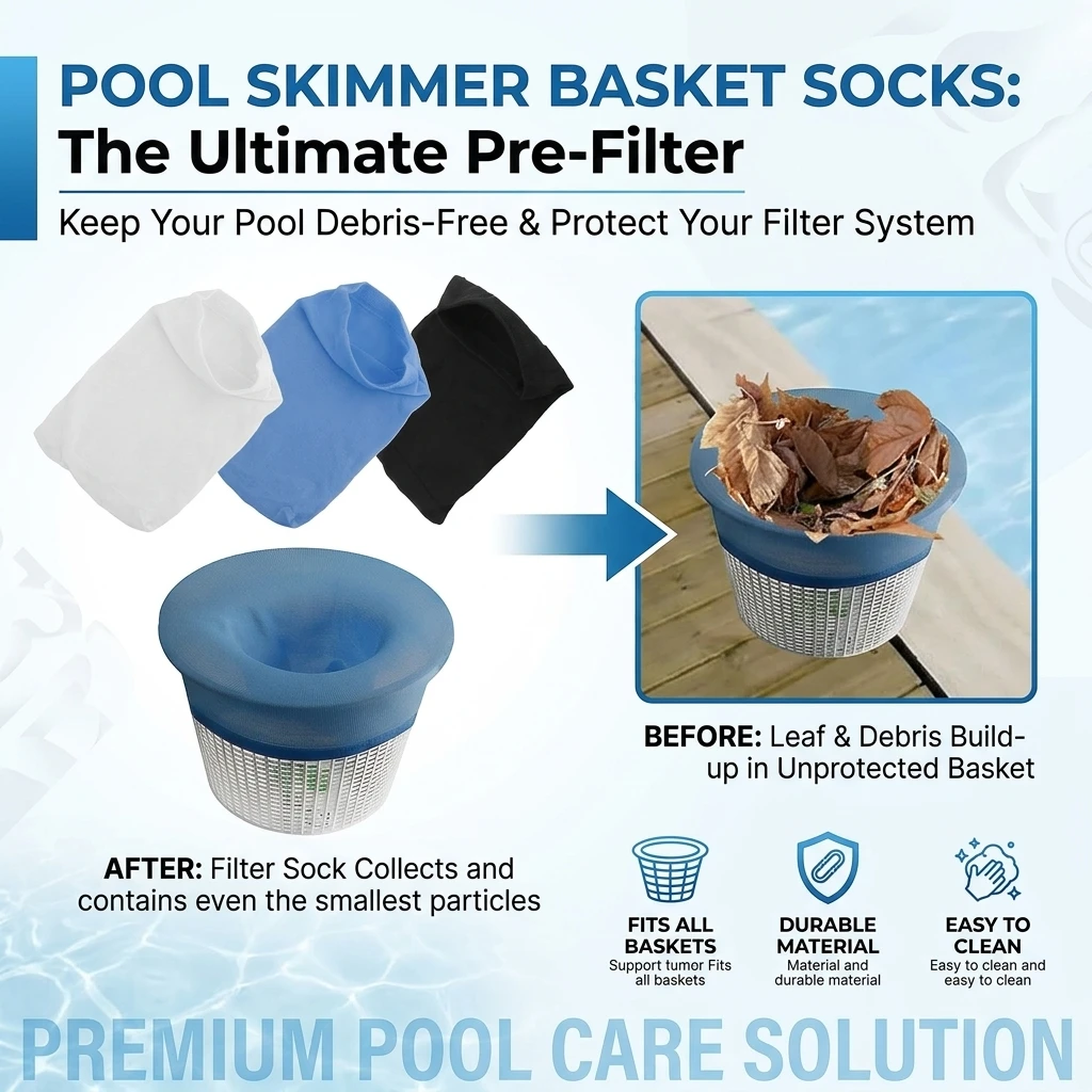 Swimming Pool Skimmer Cleaning Filter Sock Bag - Mesh Separator Pool Filter Bag for Maintaining Water Quality