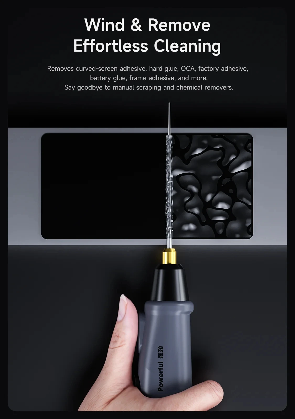 MECHANIC Bull One Electric High-Torque Adhesive Remover with LED Display for Phone Screen OCA Glue Degumming Polishing Tools