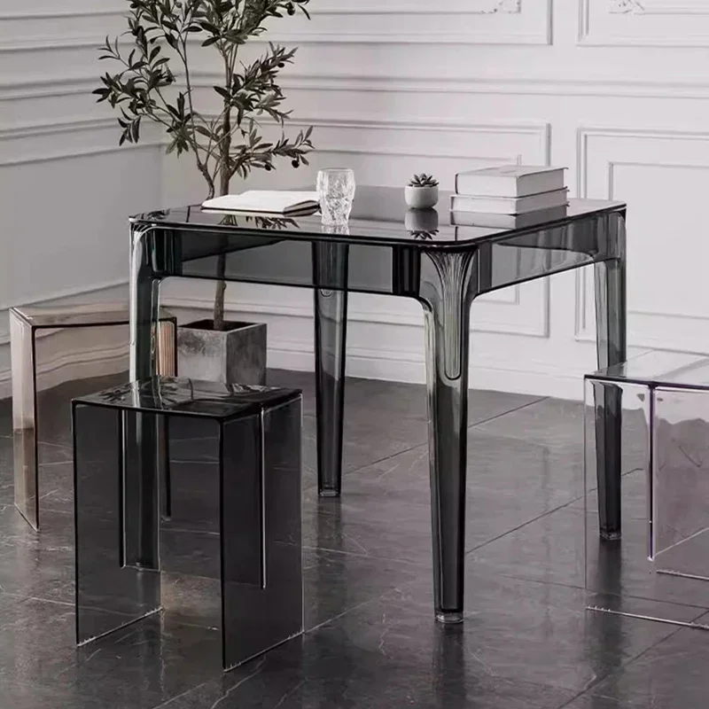 ​​Modern Luxury Square Glass Coffee Tables Nordic Transparent Acrylic Small Space Office Coffee Furniture Stolik Kawowy FYCT​​