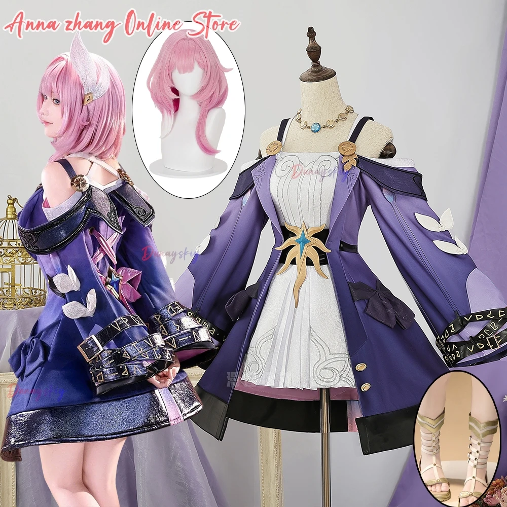 

Honkai: Star Rail Cyrene Cosplay 코스프레 의상 Cyrene Purple Lolita Women's Dresses Uniform Anime Halloween Play Role Wig Shoe Suit