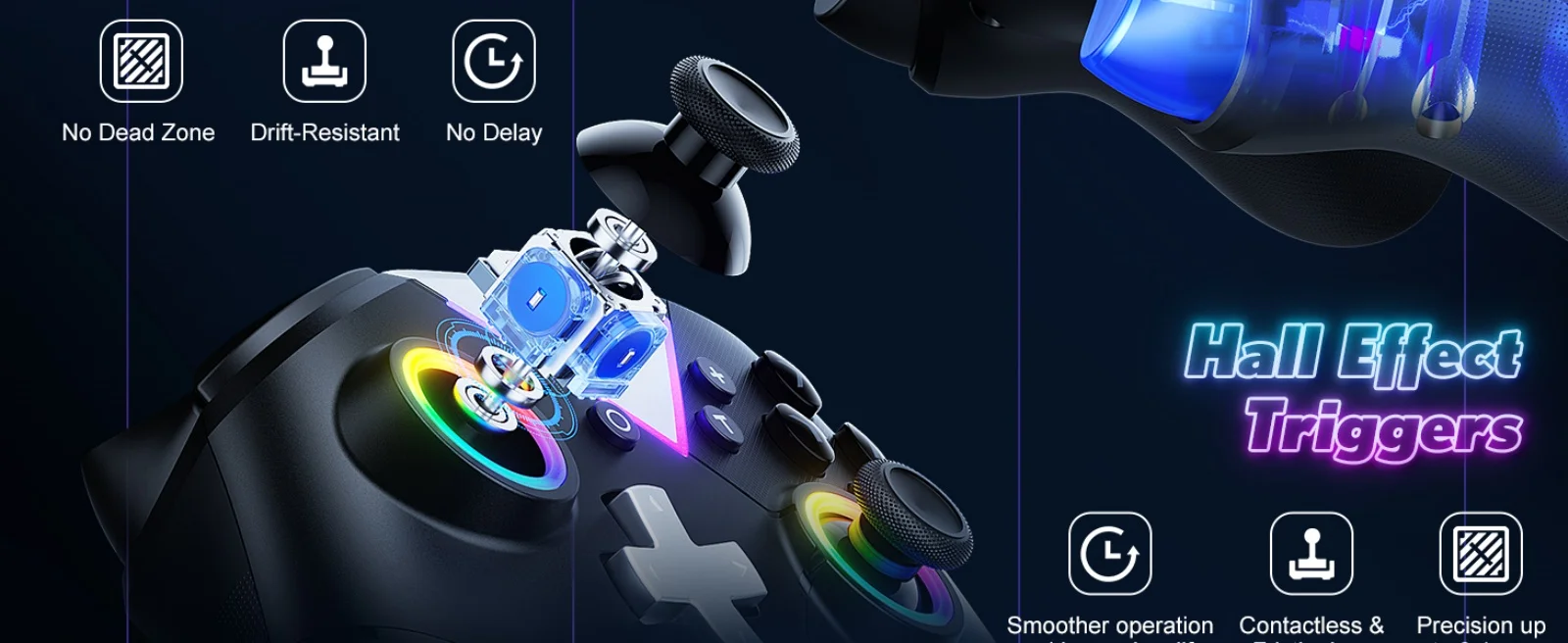 Spielcontroller für Switch Lite/OLED/PC/Steam, kabellose RGB-Gamepads mit Bluetooth, Hall-Effekt, Turbo-Funktion, Makrofunktion, 6 Gyro-Achsen, zwei Vibrationsmotoren. – Detail 3