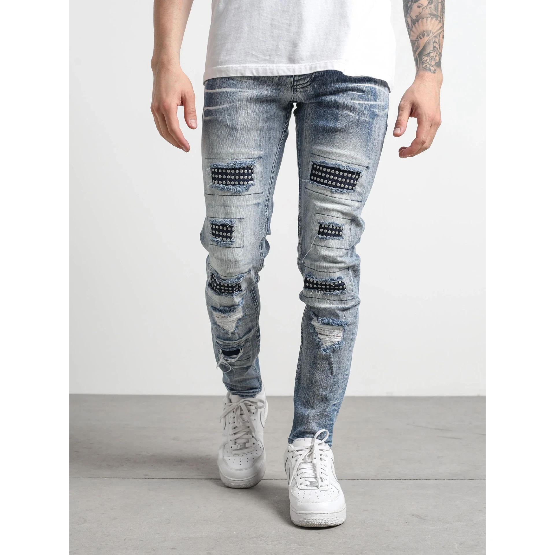 

Высококачественные мужские джинсы с эффектом потертости, эластичные, облегающие, повседневные, со средней посадкой, на молнии, на все сезоны, в британском стиле