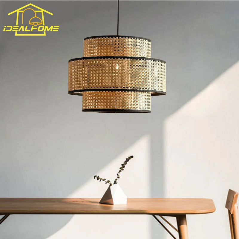 Imagem -03 - Japonês Rattan Tecelagem Zen Art Pingente Decorativo Luzes Led Modernos Luminárias Restaurante Quarto Loja de Roupas Estúdio E27