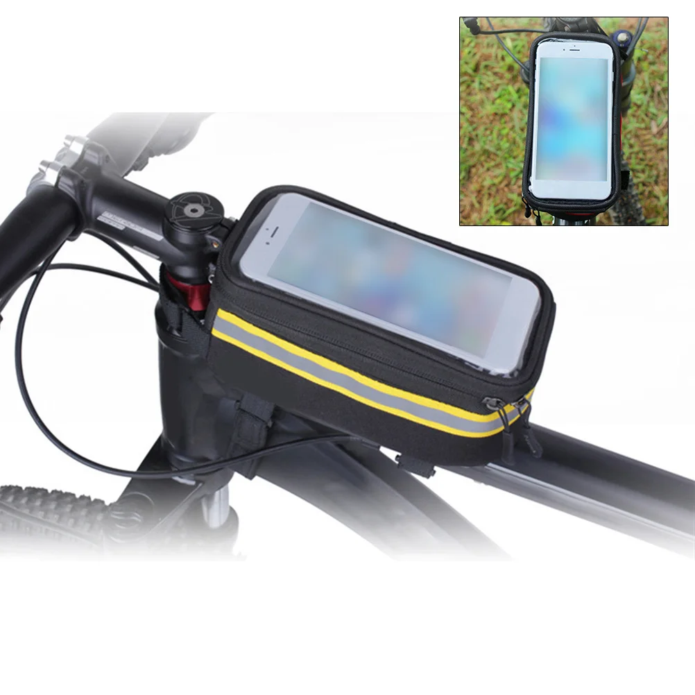 

Mountain Bike Saddle Bag Waterproof U-Shaped Zipper Cycling Phone Storage Front Frame Tube Handlebar Mount Bike