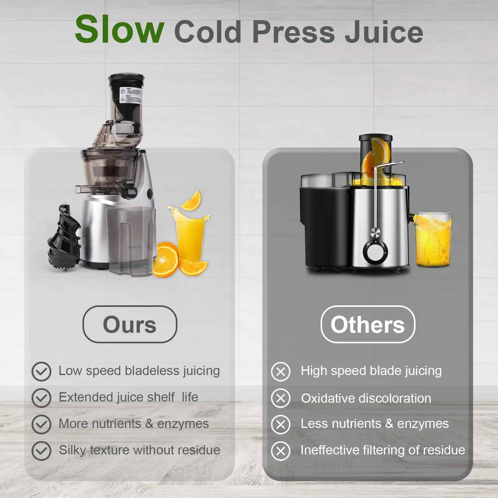 SlowJuicer,Masticating Juicer Machines, Large Chute Cold Press Juicer Extractor, Easy Clean Juicers with Higher Juice