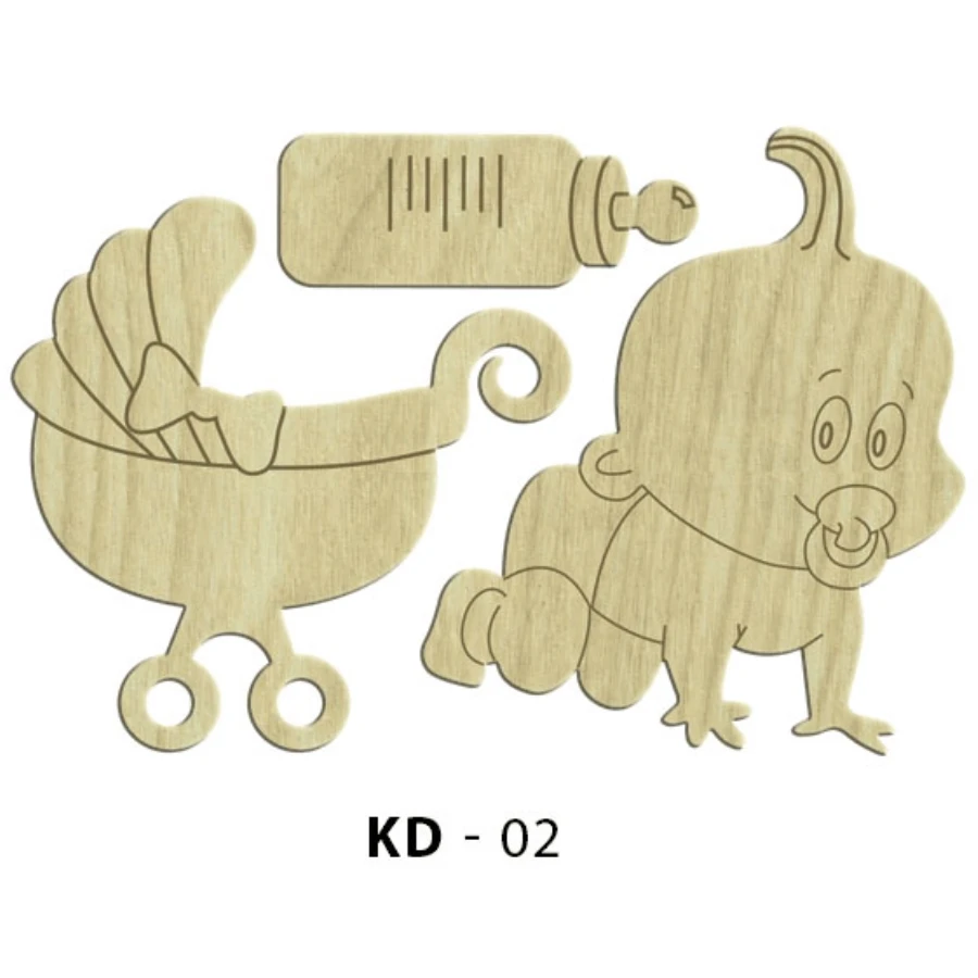 KD02 Baby, Baby Bottle Wooden Package Ornament, Wood Hobby is Painting Ornament