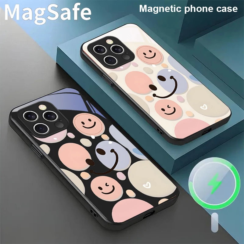

Rose purple circular heart For iPhone 16E 15 Pro 14 13 Plus 12 mini 11 15Pro 14Max XR Xs X 7 8 P lus 16 Magsafe Glass Phone Case