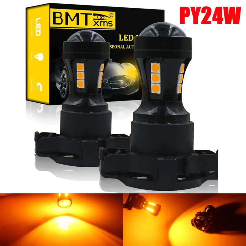 Amber Yellow Error Free PY24W 5200s LED Bulbs Turn Signal for BMW E90/E92 3 F10/F07 5 Series E83/F25 X 3 E70 X5 E71 X6 Z4 GT