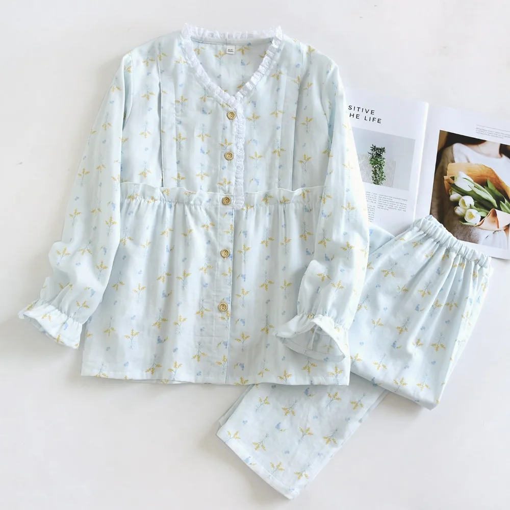 Cotton Maternity Wear Pregnant Women Clothing Sleepwear Spring Autumn Long Sleeve Breastfeeding Pajamas for Nursing Mothers