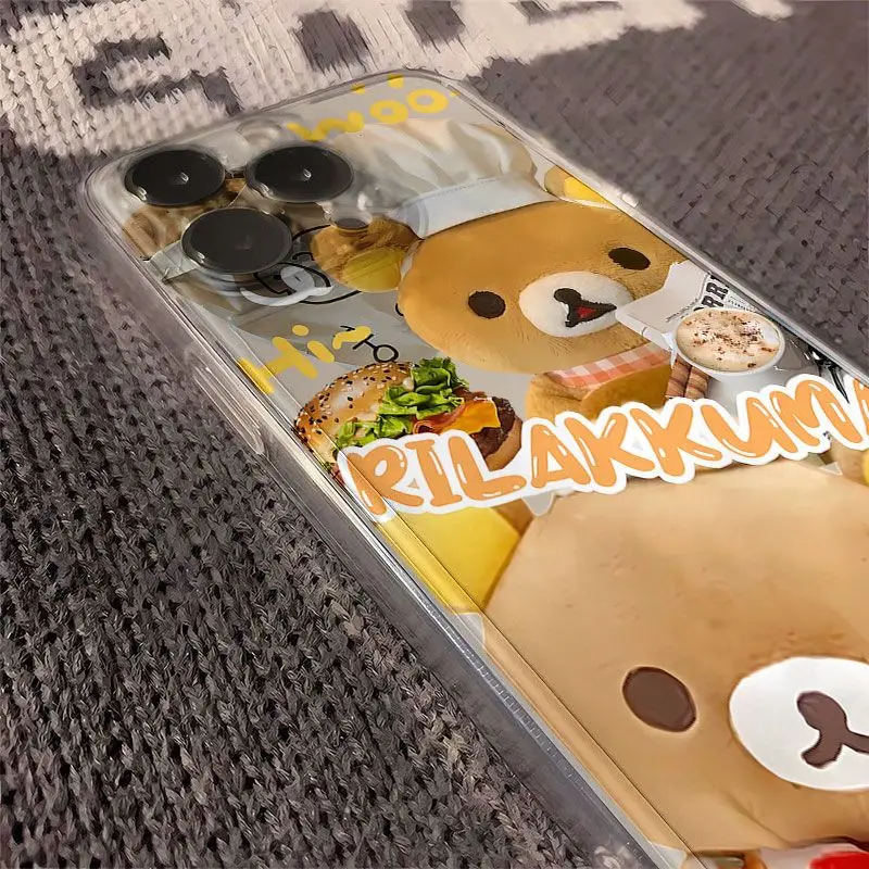 Cute Cartoon Rilakkuma Phone Case for Oppo A3x A3 A60 A79 A98 A78 A58 A38 A18 A57 A76 A17 A74 A94 A36 A55 A15 Soft TPU Cover