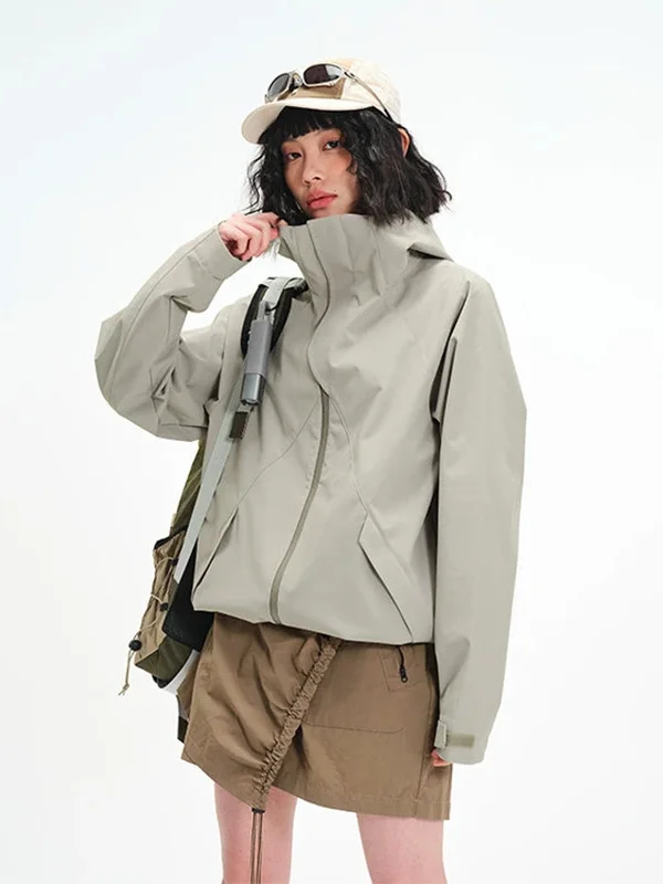 

Men's Pilot Jaet Waterproof Hiking Coat Spring Autumn Faionable All-Match Windbreaker Trendy Zipper Long Sve Loose Fit