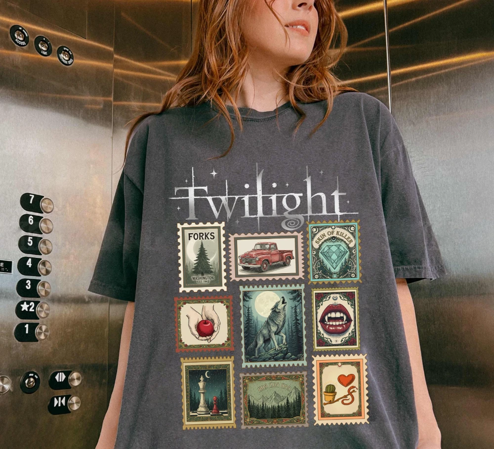 City of Forks Shirt Forks Washington Tee Vampire Romance Book Gift Graphic Short Sleeve Women's T-shirts for Summer