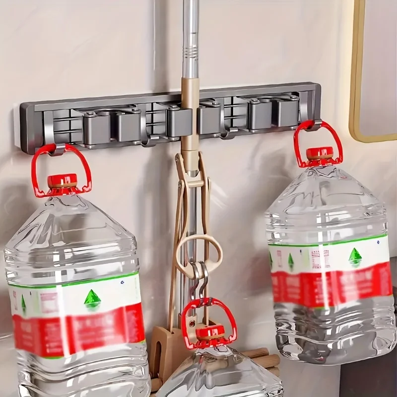 1pc Metall Mopp Rack Und Wand Lagerung Rack Mit Abnehmbaren Haken Platzsparend Für Mops Besen Tücher und Reinigung Werkzeuge – Detail 6