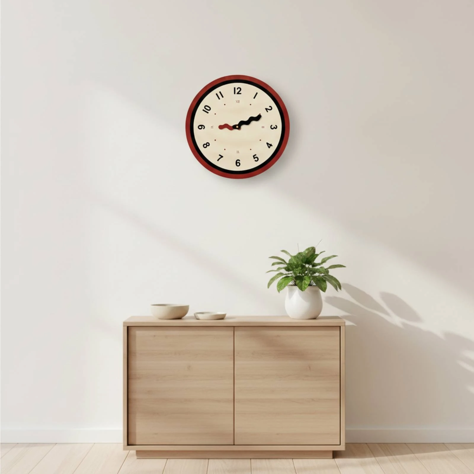 Round Wall Clock Bold Hands Analog Wall Clock Simple Accurate for Living Room, Office