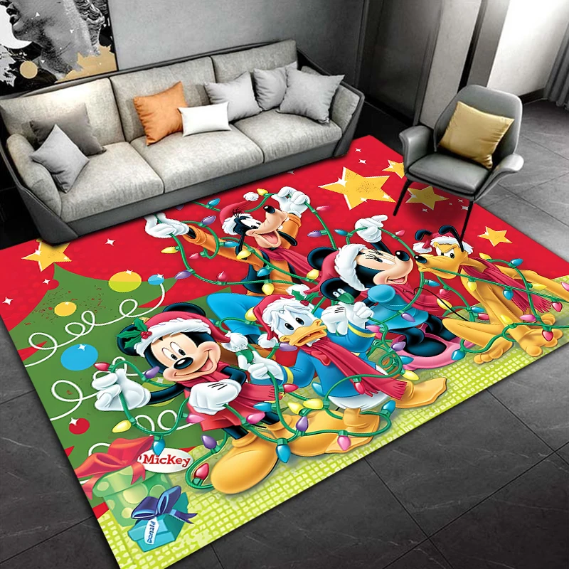 

Christmas Disney Mickey Mouse Carpet for Living Room Game Rugs Soft Floor Cartoon Rugs Bathroom Rug Mat Yoga Mat Home Decor