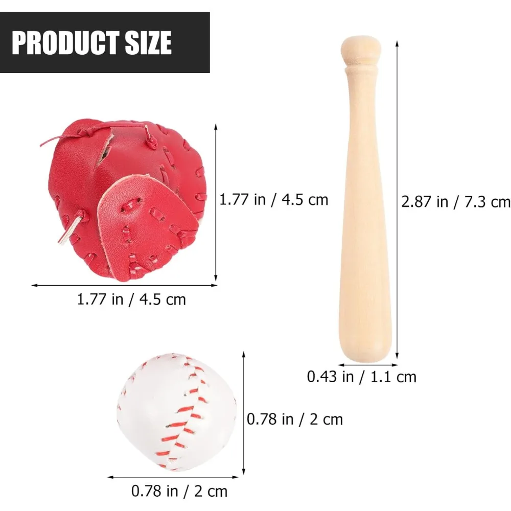 ชุด Miniature เบสบอลค้างคาวถุงมือเบสบอลเค้กตกแต่งสําหรับตุ๊กตาอุปกรณ์เสริม Party Favors กีฬาของเล่น