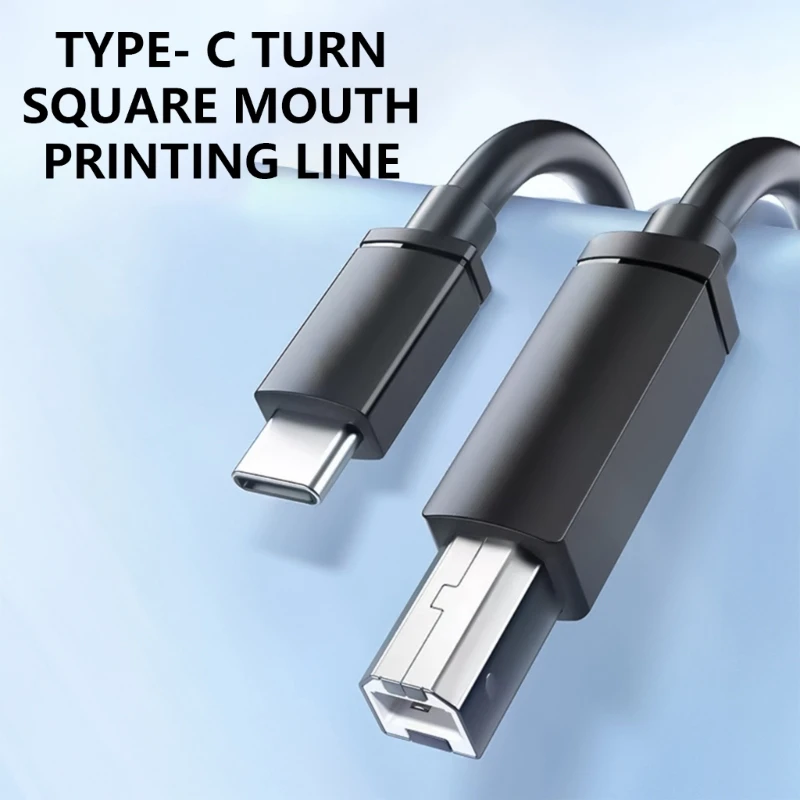 Type C to USB2.0 Square Port Printing Cord 0.5mm Wire Diameter Easy Connection for Fax Machine Quick File Printing Line