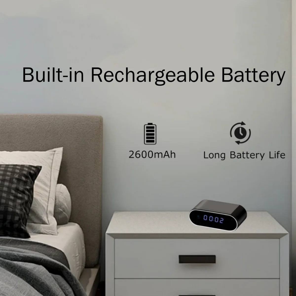 C1 Alarm Clock Camera 4K with Night Vision Invisible Night Vision Clear High Sensitivity Audio Home Security Motion Detection