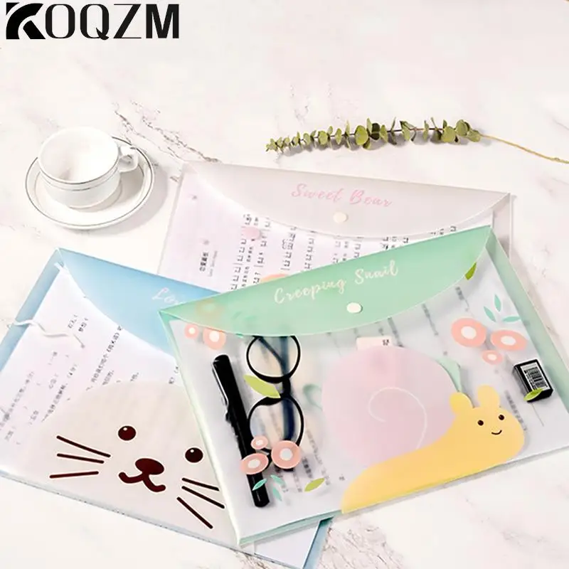 Cartoon Illustration Student Test Paper Bag Transparent File Bag Storage Bag Office File Bag Cartoon Transparent Snap BagStudent
