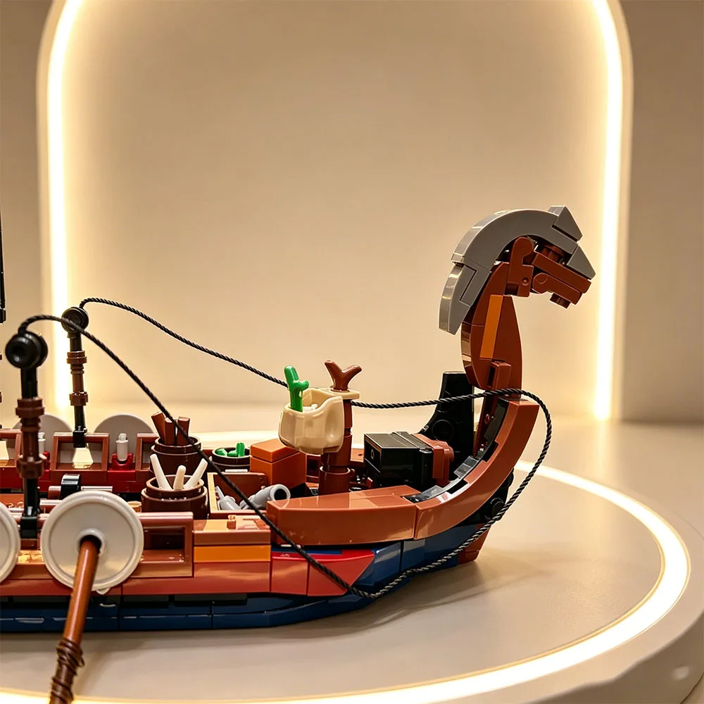 MOC Medieval Viking Ship Building Blocks Model Sodiers Ocean