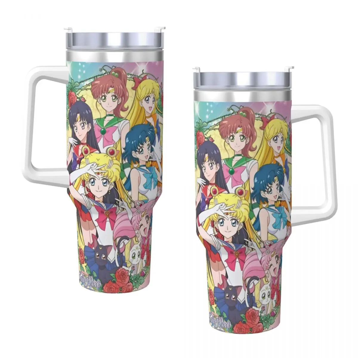 S-Sailor Moons United Friends Stainless Driving Car Mugs Large Thermal Cups Heat Preservation Hot Drinks Milk Tea Water Bottle