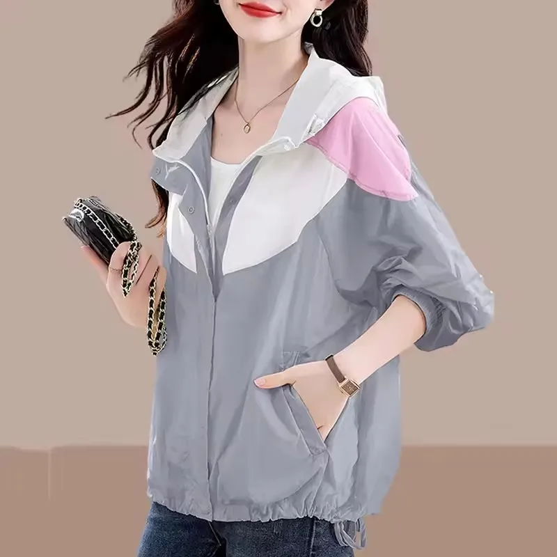 2025New Spring Summer Sun Protection Clothing Coat Ladies Quick-Drying Sunscreen Jacket Women's Outwear Hooded Overcoat Tide Top