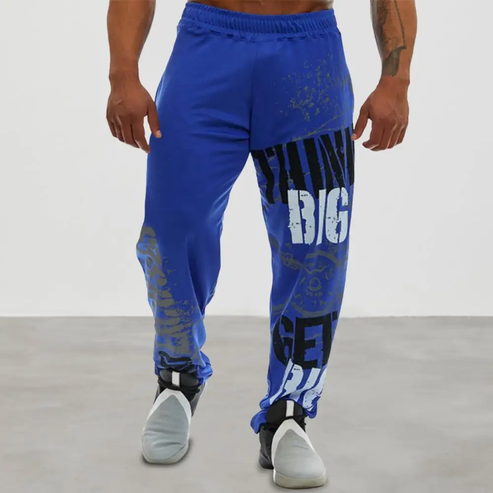 Stylish Men Pants Mid Waist Exercise Streetwear Graffiti Sports Pants