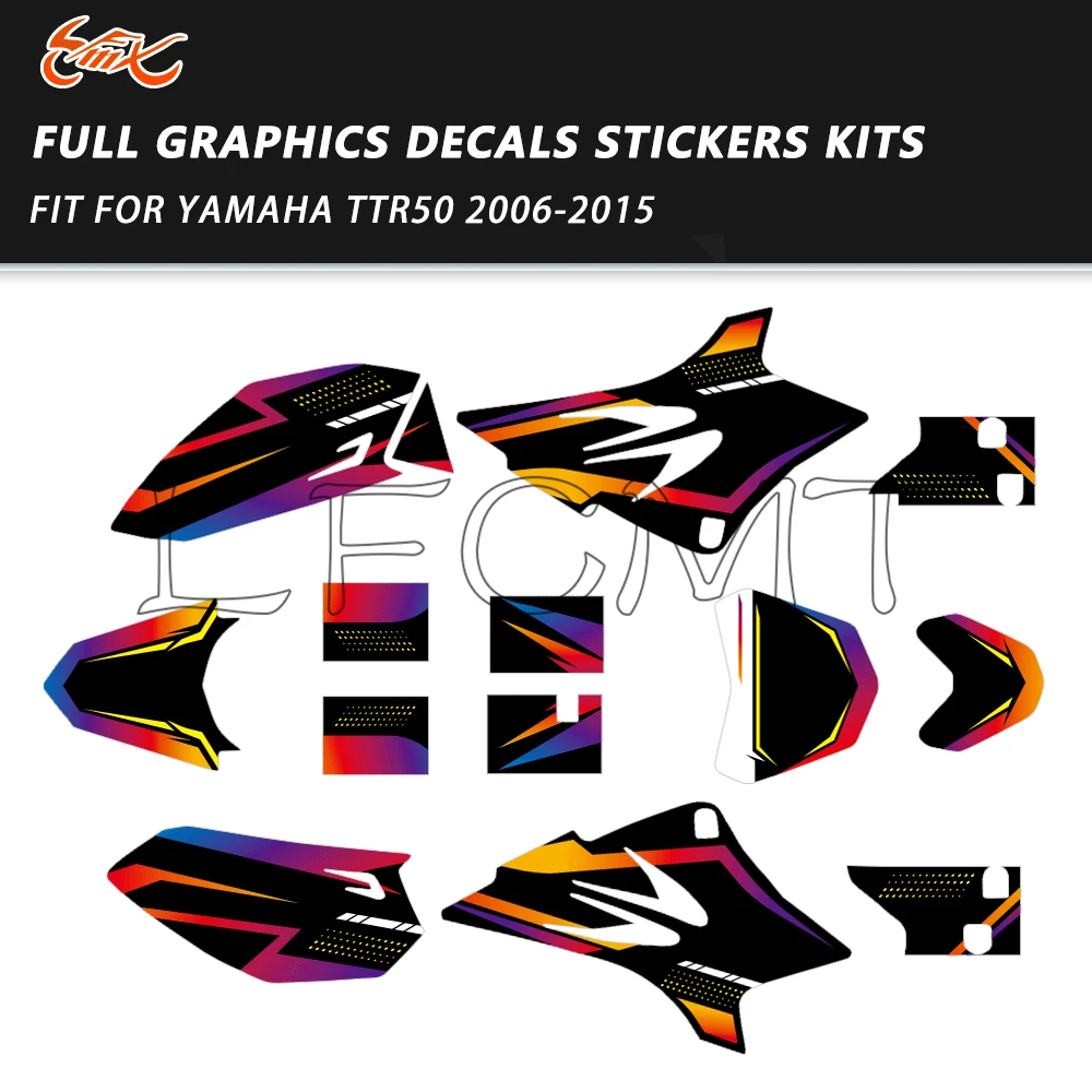 オートバイ背景フルグラフィックデカールステッカーキットヤマハ-ttr-50-ttr50-2006-2015-2014-2013-2012-2011-2010-2009-2008-に適合