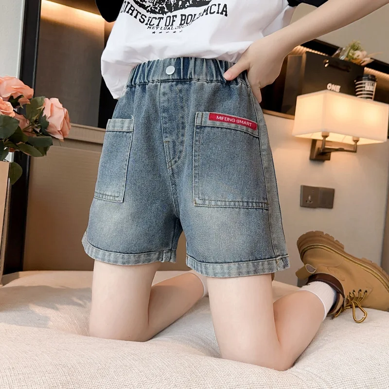UNITIM Summer Junior Girls Denim Shorts New Versatile Jeans for Children Girls 4-14Yrs Kids Girls Retro Shorts Girls Hot Shorts