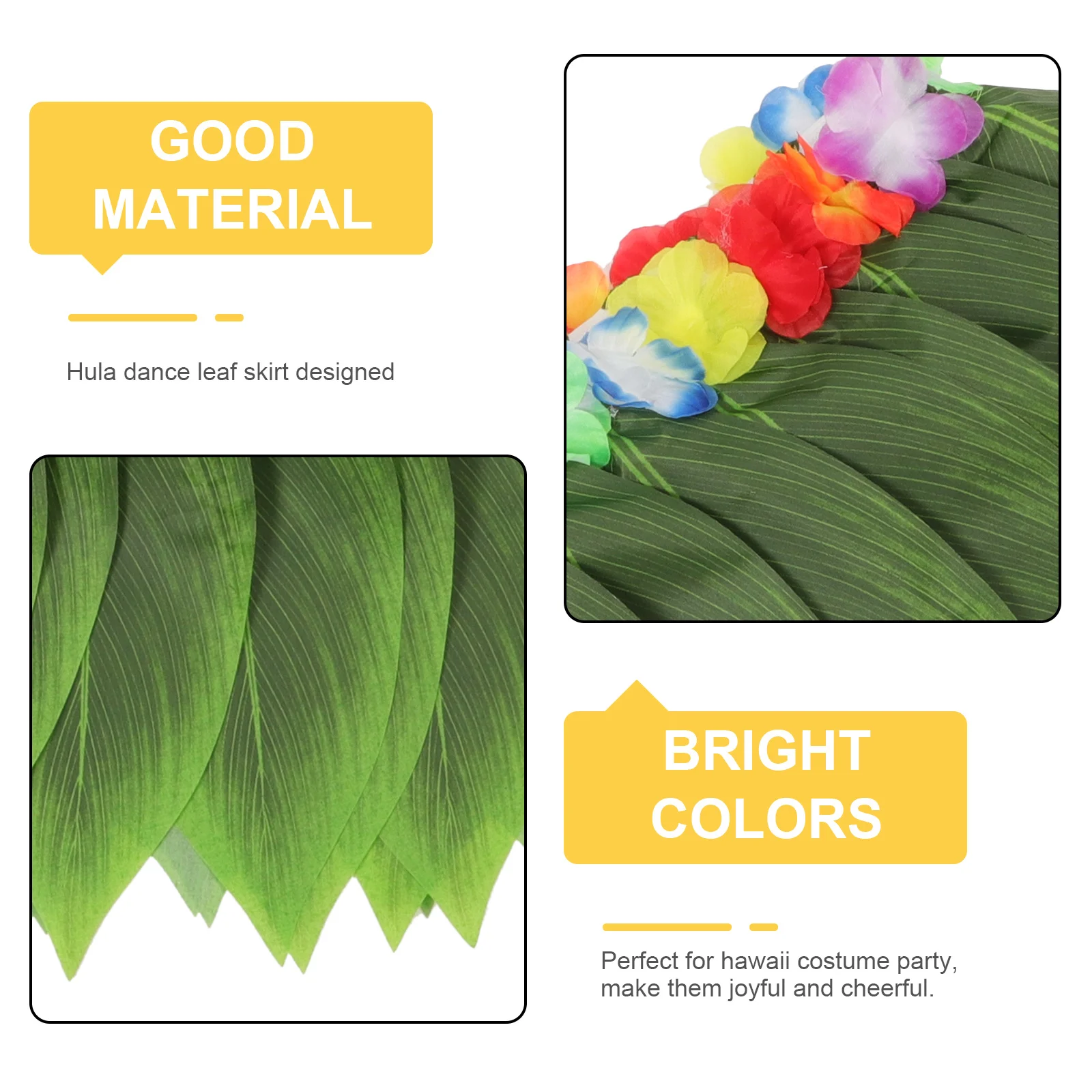 ชุดกระโปรงฮาวาย 5 ชิ้น ชุดฮูลาสีสันสดใส สำหรับงานปาร์ตี้สไตล์ทรอปิคอล พร้อมพวงมาลัย สายรัดข้อมือ และเครื่องประดับผม