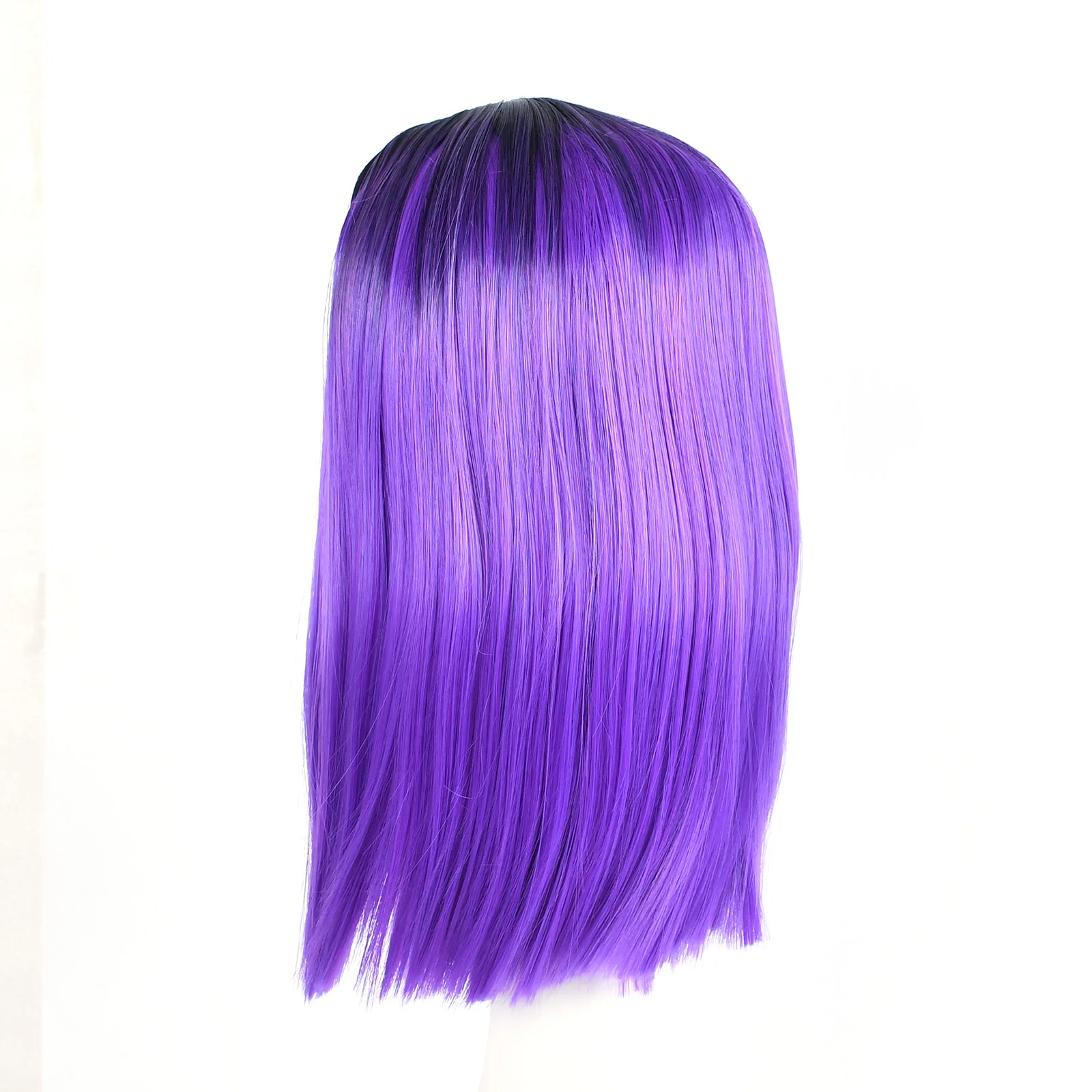 Zolin Synthetic Wig Straight Hair Drag Queen Fashion Wigs For Women Black Purple Ombre Color