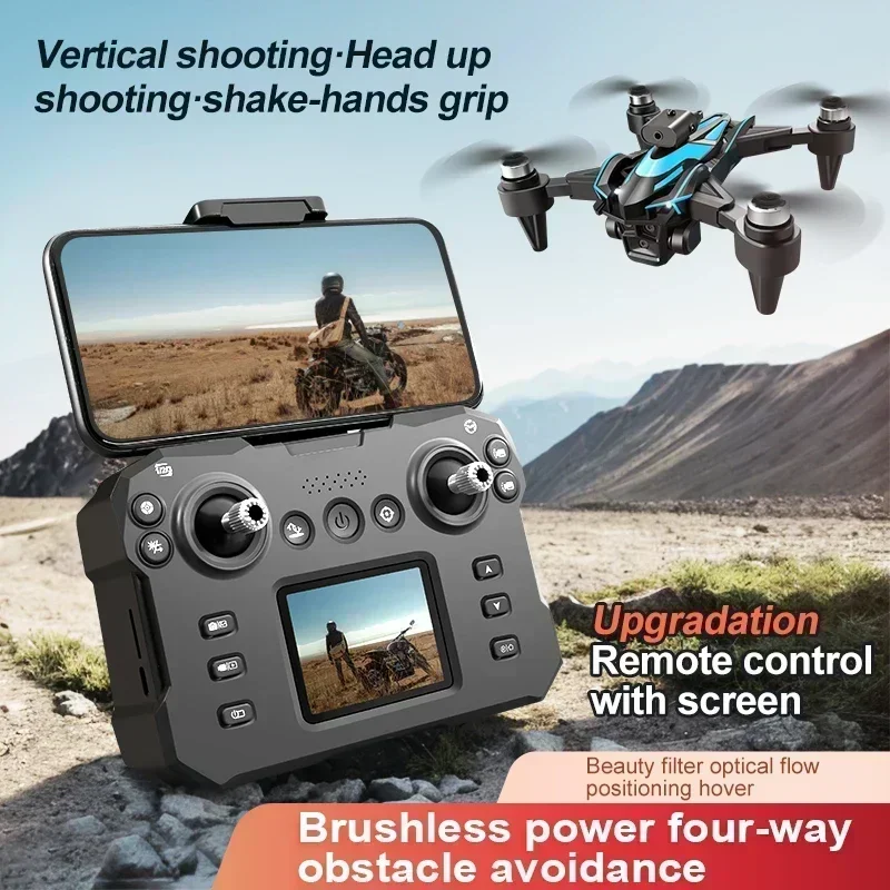 New Upgrade K12 MAX  Mini Dron with Screen 8K HD Three Camera Obstacle Avoidance Brushless Aerial UAV FPV RC Quadcopter Boy Toys