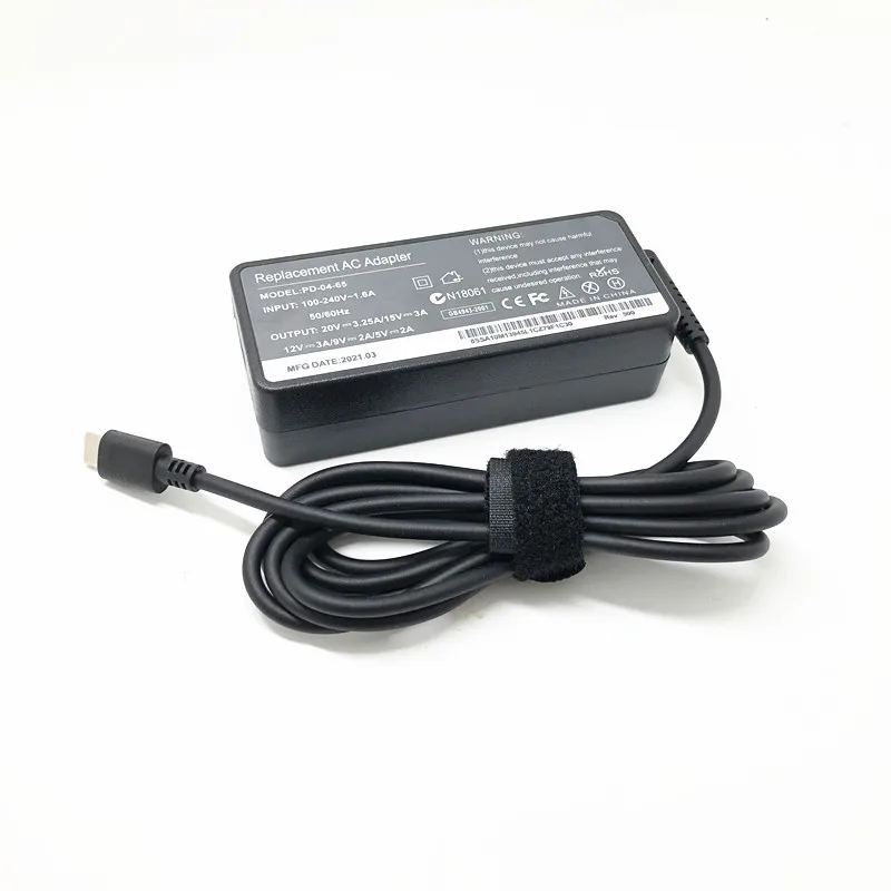 

Многофункциональный адаптер питания мощностью 65 Вт для ноутбуков Lenovo, порт PD, быстрая зарядка мобильного телефона и планшетного компьютера, зарядное устройство LLL