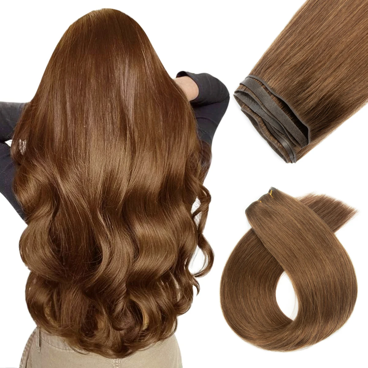 

Invisible Long Tape PU Weft Human Hair Bundles Real Natural Hair Seamless & Glueless Injected Tape In Hair Extensions Thick Ends