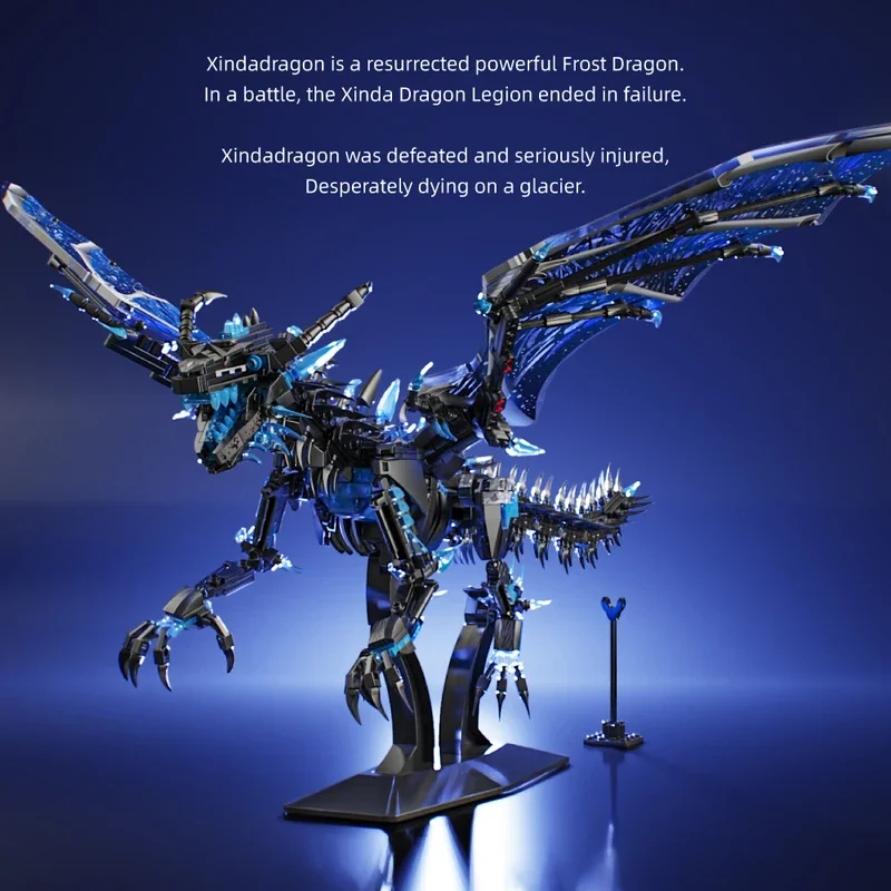 مكعبات بناء نموذج تنين الجليد متوافق مع حلي تجميع ليغو جزيئات صغيرة لعبة مجموعة هدايا 2025 لغز جديد