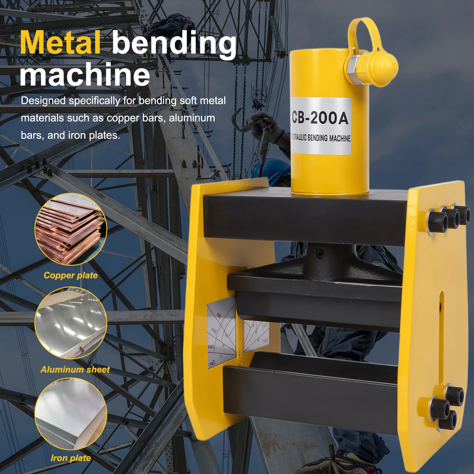 

Portable Pipe Bending Tool with Angle Indicator Copper Busbar Process Bender Wear Resist for Thickness Aluminum Iron Bend