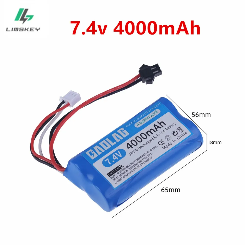 7.4V 4000mah li-ion battery For WPL MN99S D90 U12A S033g Q1 H101 Rc Boats Cars Tanks Drones Parts 2S 7.4 V battery