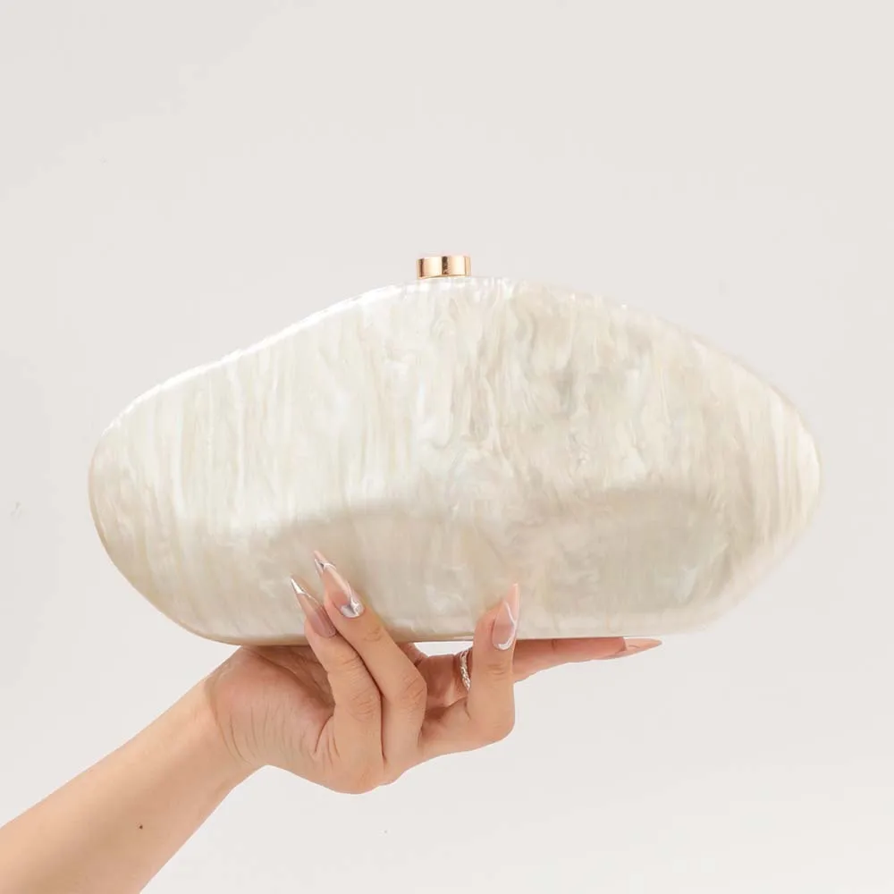 

Fashionable Ladies Evening Acrylic Clutch Shoulder Chain Bag in Milky White for Daily Versatile Use Small Square Bag