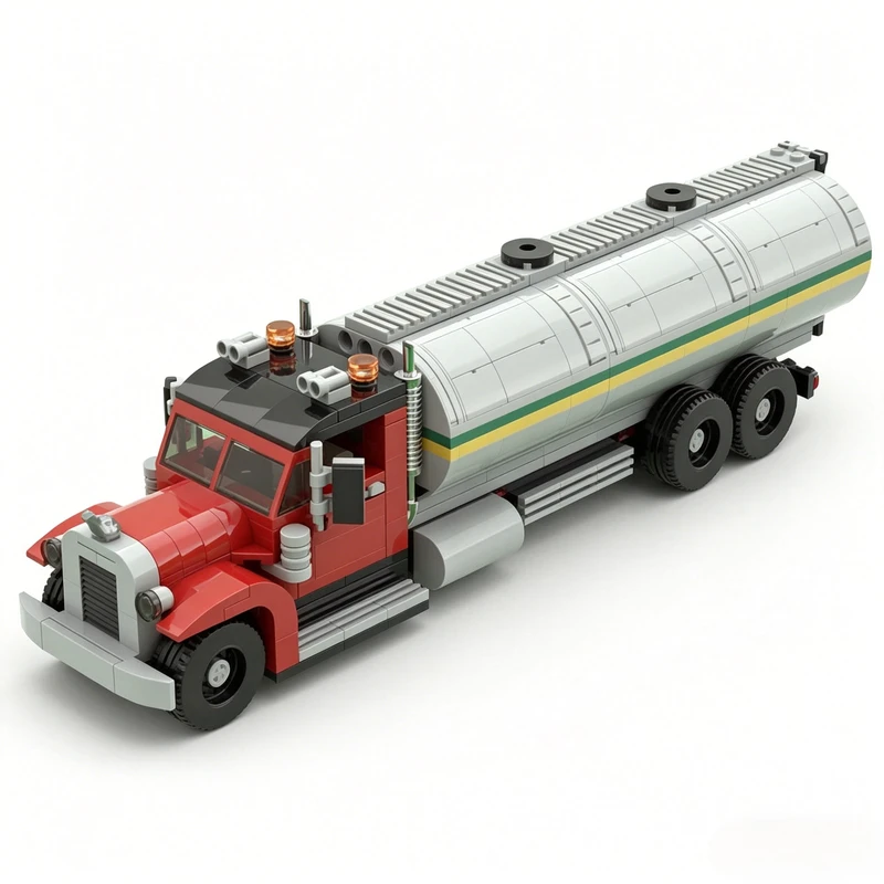 318PCS Customize SeriesKenworth 524 Fuel Tank Truck Model Custom Creative Building Blocks DIY Assembly Educational Toy Xmas Gift