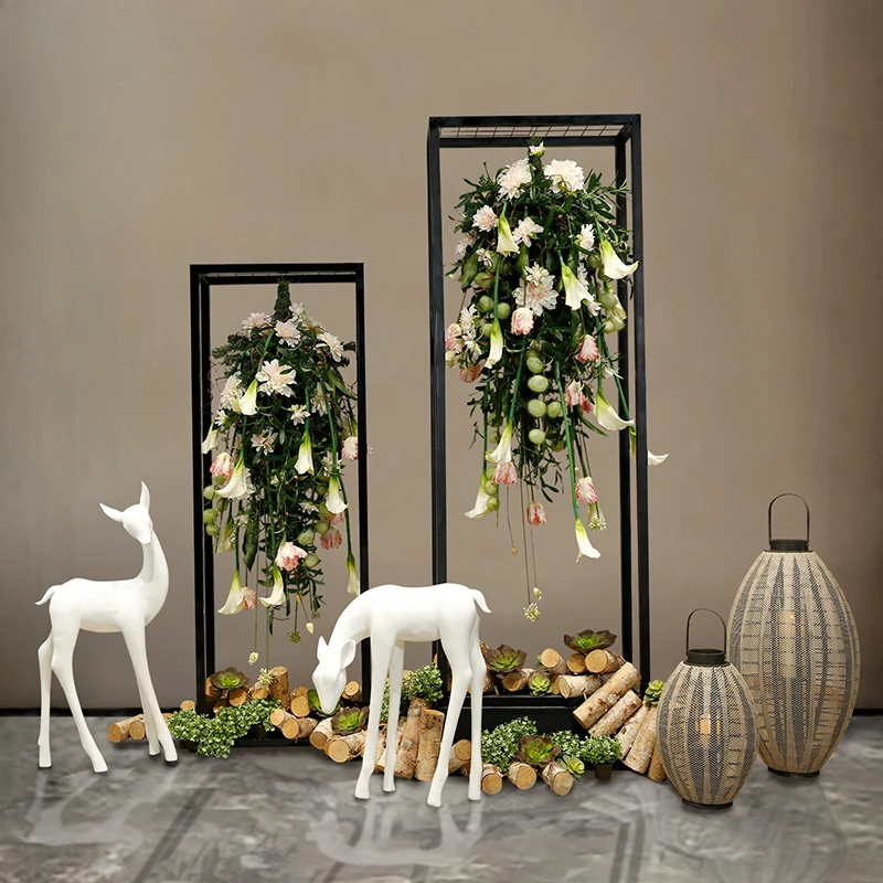 Simulated plant landscaping, floor to ceiling set, window display decoration, green plant and floral ornaments