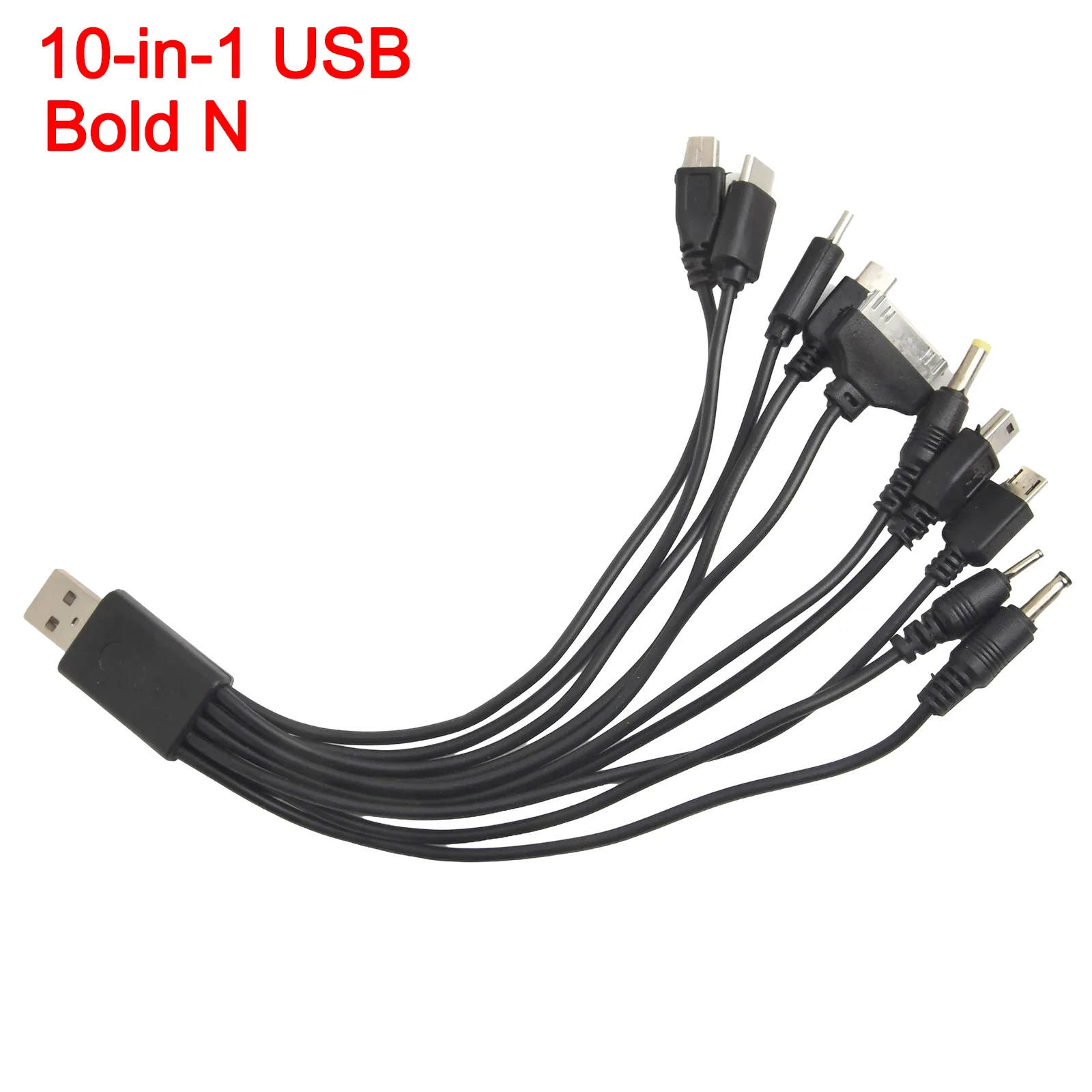 Home Use Travel Charging Black 10 In 1 USB Cable 10 In 1 USB Charging Cable Compact USB Charger Lightweight Design For SAMSUNG