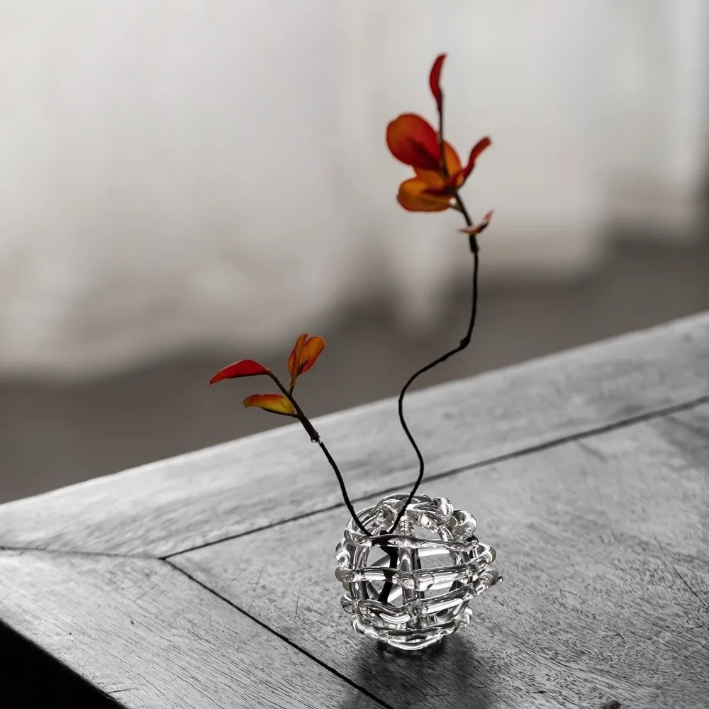 Transparent Glass Ball Vase Zen-Inspired Design Minimalist Hydroponic Flower Vase Unique Flower Vase Flower Arrangement
