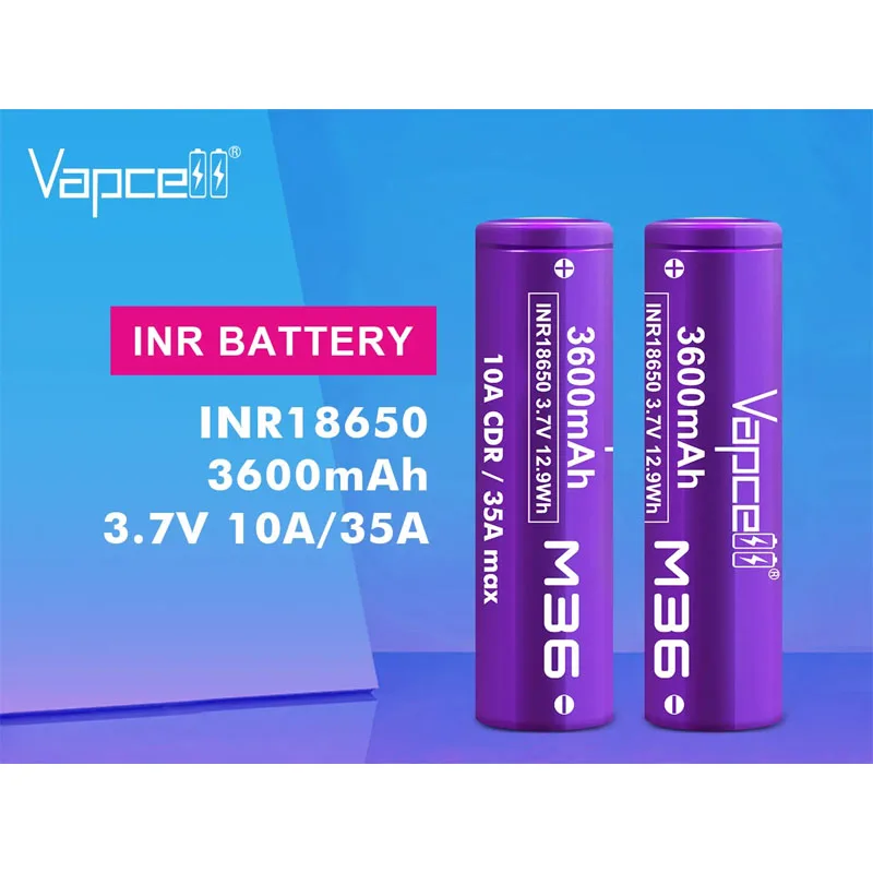 Bateria de lítio vapcell m36 3600mah original inr 18650 10a/35a 3.7v bateria recarregável de alta capacidade para ferramentas elétricas