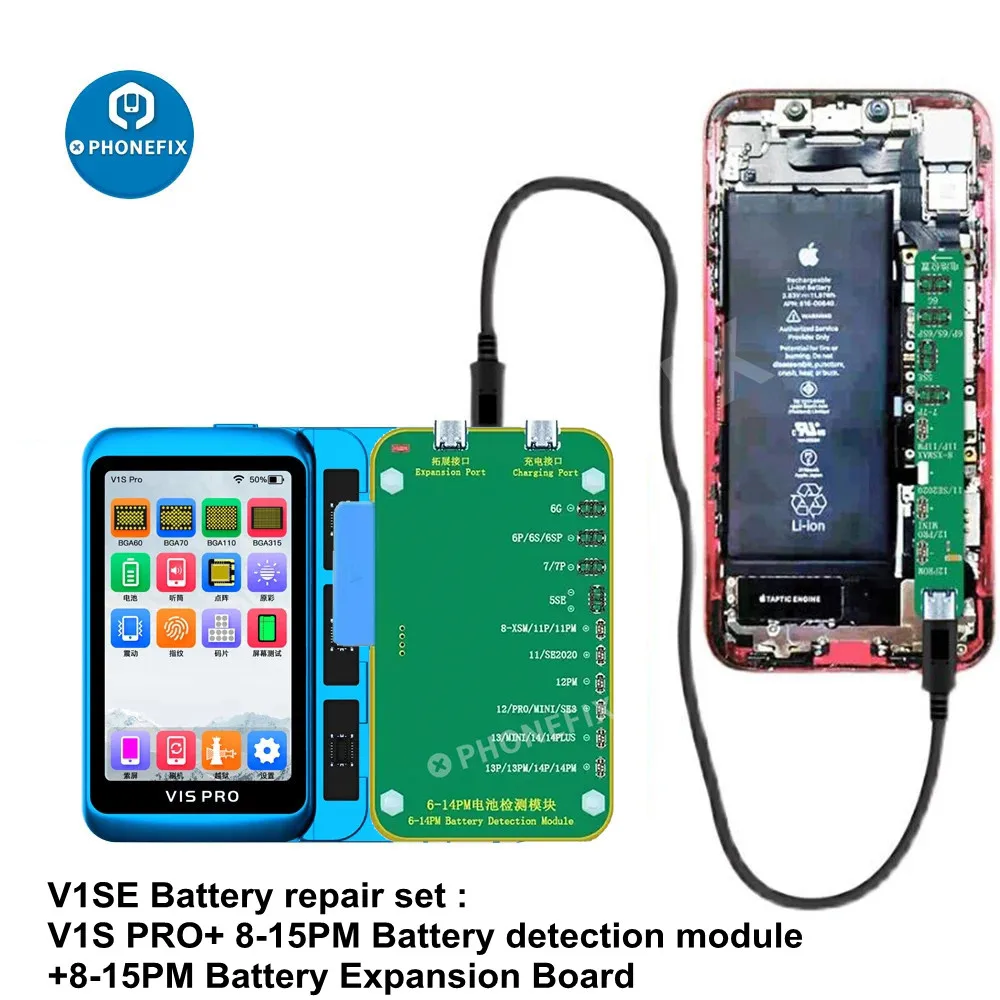Jcid V 1S Pro Programmeur Batterij Test Module Batterij Gezondheid Tester Voor Iphone 8 -15Promax Batterij Lezen Schrijf Lading Cycli Wijzigen