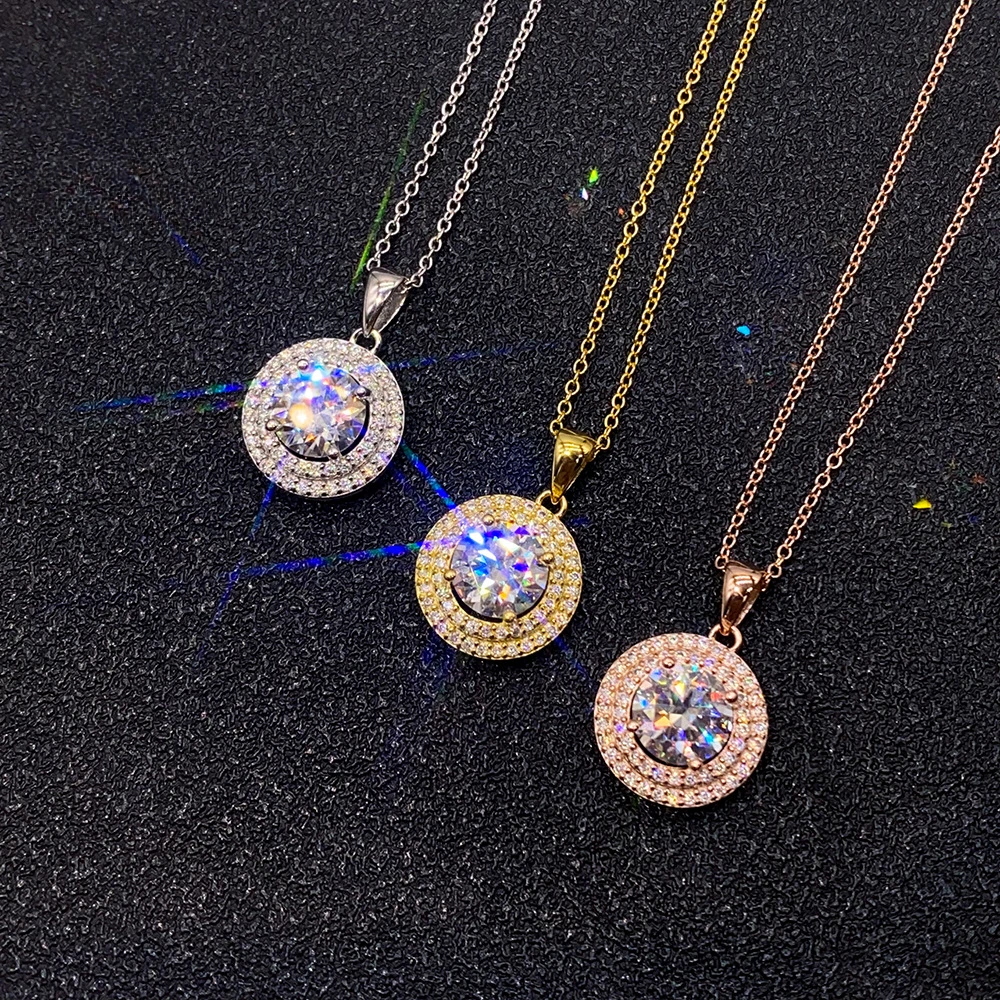 

1 CT Real D Color VVS Moissanite Pendant Necklace For Women Red Blue Color Moissanite 925 Sterling Silver Wedding Fine Jewelry