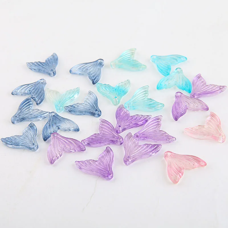 1pcs Coloured Glaze Glitter Mermaid Tail Crystal Pendant Accessories Diy Manual Earrings Using Hair Accessories And Materials