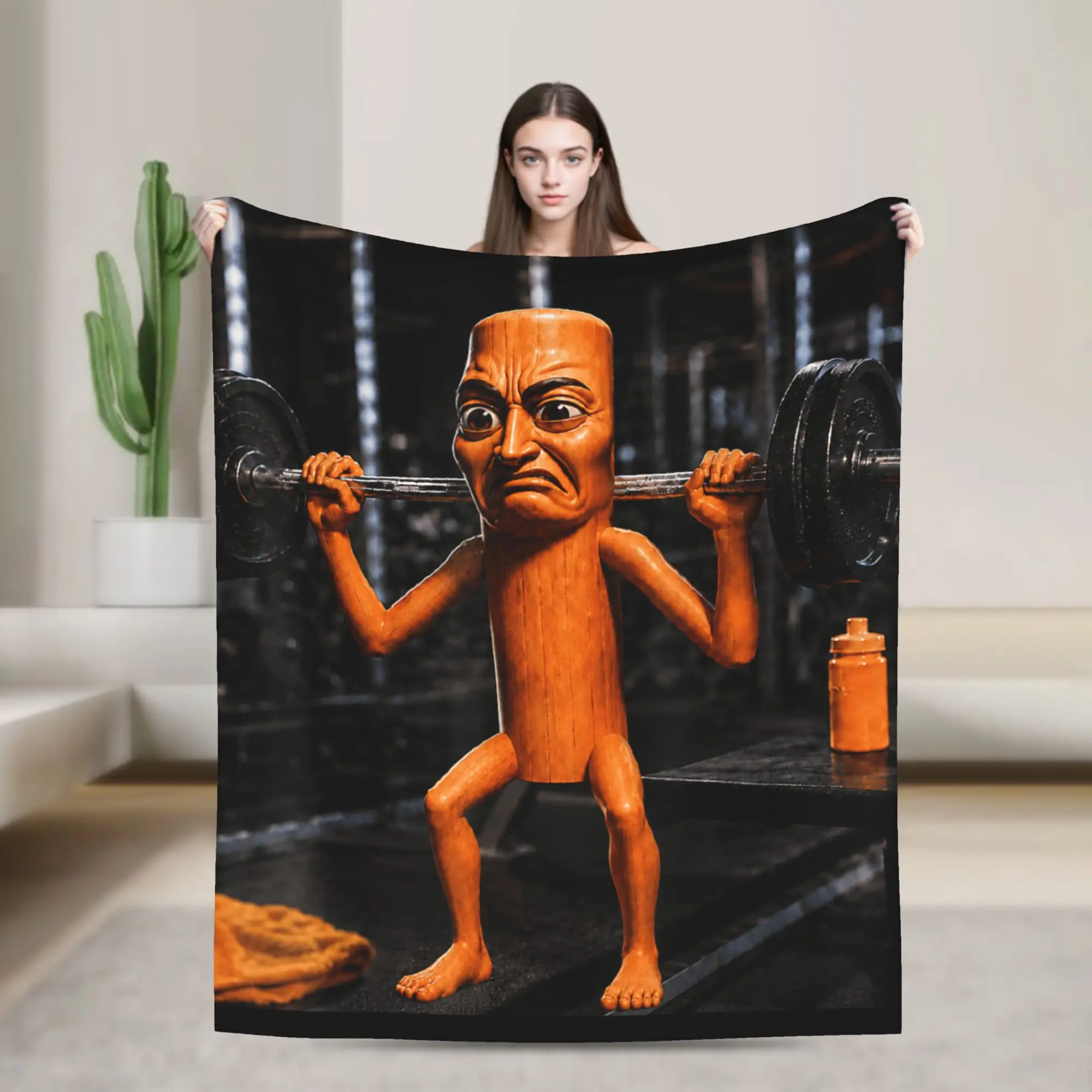 Disgusting Gym Tung Tung Sahur Workout Meme Humor Fitness Blankets  Graphic Picnic Bedding Throws Home Decor Flannel Bedspread