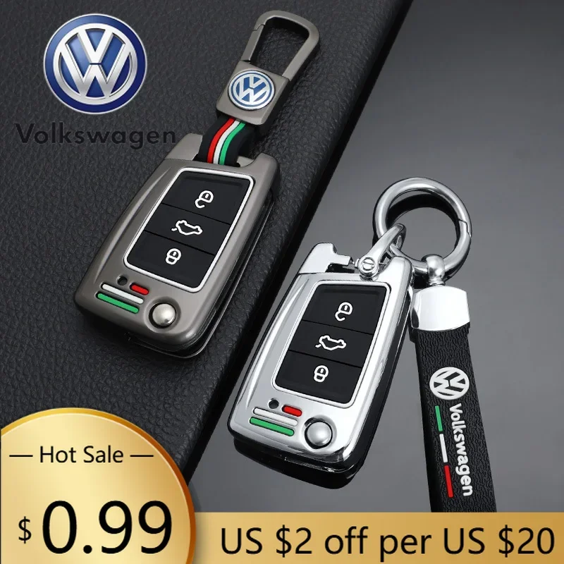 

For VW Volkswagen Jetta MK5 Golf Zinc Alloy Silica gel Car Flip Key Case Full Cover Fob Shell For VW Volkswagen Golf 7 MK7 Tigua