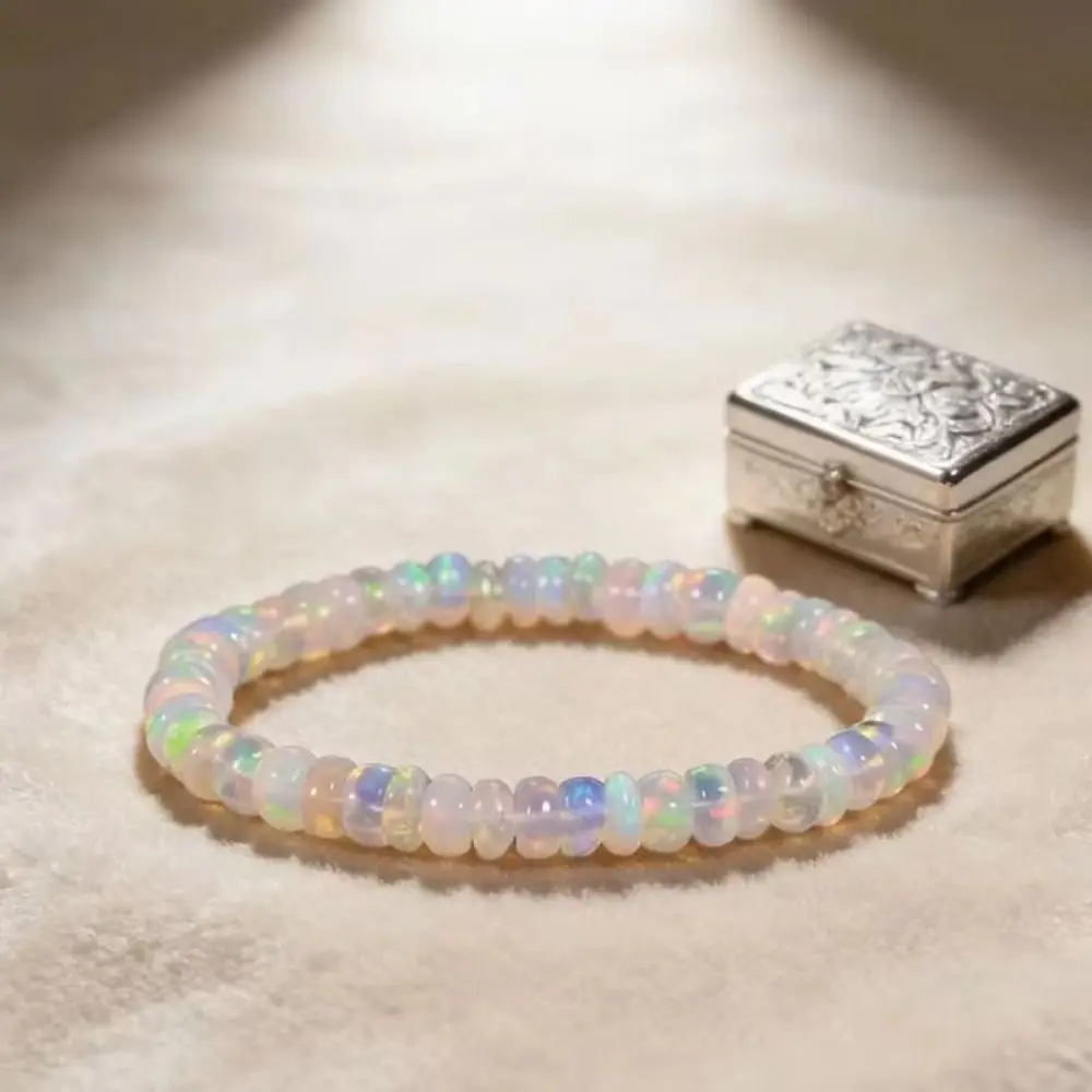 Fashion Elastic Rope Opalite Beaded Bracelet Stretchable Fashion Jewelry Beads Bangles Handmade Wrist Chain Jewelry Gifts